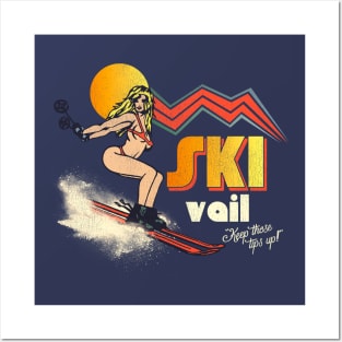 Ski Vail 70s/80s Retro Souvenir Style Skiing Posters and Art